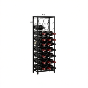 Porte-bouteilles en fer forgé noir, 27 bouteilles, 13,4x7,1x39,4 pouces, solution de rangement, design industriel - Product Image 1