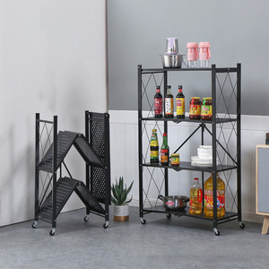 Étagère de <span class=keywords><strong>rangement</strong></span> pliable à 3 niveaux pour entrepôt, support métallique pour four à <span class=keywords><strong>micro</strong></span>-ondes, étagère de <span class=keywords><strong>rangement</strong></span> pliable pour appareils de cuisine - Product Image 2