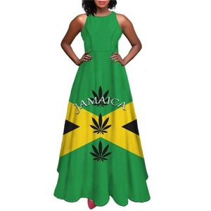 Abito <span class=keywords><strong>da</strong></span> <span class=keywords><strong>sera</strong></span> <span class=keywords><strong>da</strong></span> donna senza maniche con motivo a spalline Jamaican Flag con motivo leone a spalla lunga con gonna a prezzo inferiore - Product Image 2
