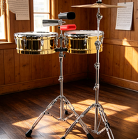 Timbales Set With Cymbals And Cowbell Percussion Instruments