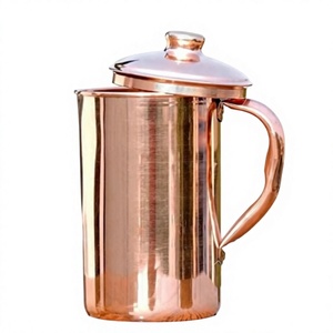 Classic Hammered Copper Eco-Friendly Handmade Water Pitcher with Lid 1.7L for Home Party Use - Product Image 6