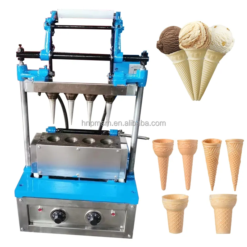 Máquina para hacer conos de oblea de helado, máquina para hornear y hacer conos de helado, fabricante de tazas de gofres comestibles, precio al por mayor