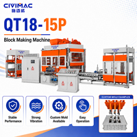 Machine à fabriquer des blocs de ciment entièrement automatique, pour blocs creux, pleins et emboîtables, modèle QT18-15, système de vibration hydraulique PLC