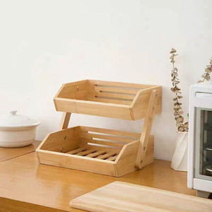 Bamboo Multi Tier Storage Rack For Bread Fruit Vegetable <b>Kitchen</b> Desktop Organizer Rectangle Shape - Product Image 4