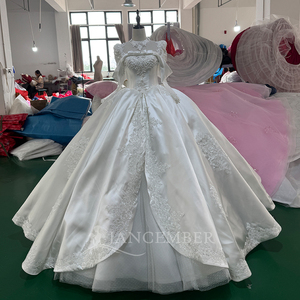 Vestido de Novia Elegante Mc043 con Cuentas de Perlas y Satén, Vestido de Novia con Apliques de Encaje Floral Jancember - Product Image 6