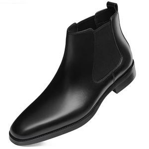 Bottes Chelsea classiques pour hommes, en cuir marron, style cowboy, bottines montantes britanniques, chaussures habillées, à enfiler - Product Image 5