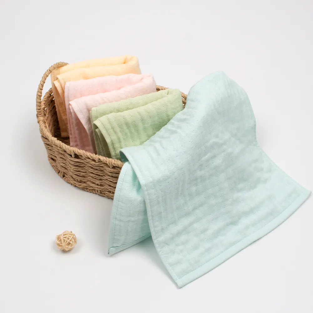 Hot Selling Stomized 6 Pack 100% Biologisch Katoen Bamboe Baby Gezicht Wassen Handdoek 2 Laag Katoenen Handdoek Baby Gewassen Handdoek