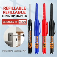 Marqueur à tête longue pour le travail du bois à base d'huile de 45 mm, noir, avec embout étendu pour marquage de trous profonds, pointe extra longue, stylo à tête large