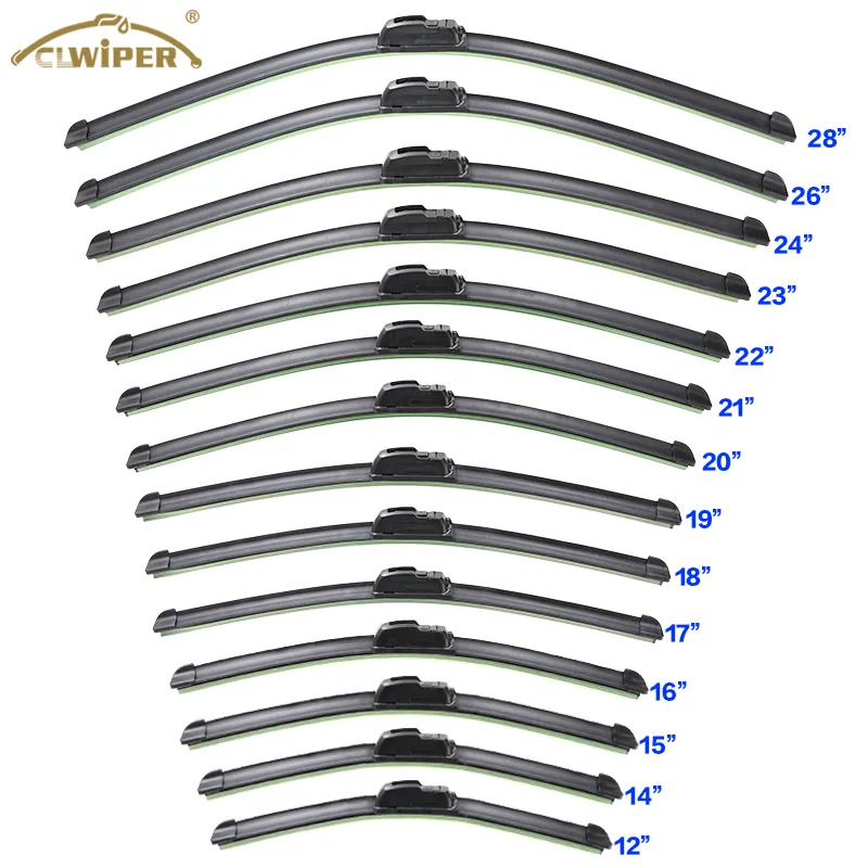 Auto peças de silicone universal banana novo tipo janela plana windshield wiper blade 12 "13" 14 "15" 16 "17" 18 "19" 20 "21" 22 "23" 24 "26" 28"