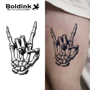 Tatuaje <span class=keywords><strong>de</strong></span> Tinta <span class=keywords><strong>de</strong></span> Jauja Boldink Personalizado, Diseño <span class=keywords><strong>de</strong></span> Esqueleto Realista en la Mano, Arte Corporal, Resistente al Agua, Larga Duración (2 Semanas) - Product Image 1