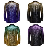 Veste de Costume à Paillettes Dégradées, Simple Boutonnage, Col Cranté, Costume de Scène pour Homme, Tenue Formelle pour Chanteur, Scène, Bar, Boîte de Nuit, Art