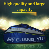 Sac à dos de badminton Guang Yu en tissu imperméable 700D, capacité extra-large pour 6 raquettes, multi-poches, sac de sport à bandoulière et à main