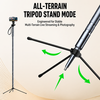 Bâton de randonnée tactique 6-en-1 en aluminium avec trépied, monopode, support de téléphone, couteau de survie, silex et sifflet