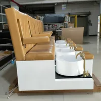 Usine en gros 1/2/3 places pied Spa pédicure chaises banc Station kaki couleur cuir Base blanche pied Spa banc Station