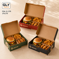 Caja de Comida Rápida Corrugada Personalizada con Compartimentos para Hamburguesas, Papas Fritas y Pollo Frito, Empaque Desechable Ecológico