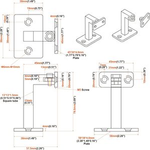 Corrimano girevole Kit Heavy Duty metallo regolabile a mano quadrata ringhiera per scale staffe - Product Image 5