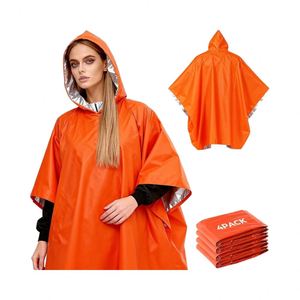 Emergency Reflective Mylar (95% PE+) <b>Blanket</b> Ponchos | Imported Waterproof Reusable Packable Survival Rain Poncho - Product Image 1