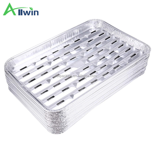 Cestas de aluminio perforadas para asar carne, paquete de 20, 13 <span class=keywords><strong>x</strong></span> 8.6 pulgadas, bandejas desechables de papel de aluminio de grado alimenticio para barbacoa - Product Image 3
