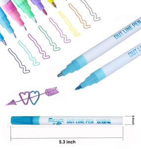 ปากกาเน้นข้อความแบบสองเส้น 8 สี พร้อมกลิตเตอร์เรืองแสง ปากกาเมจิกสีติดทนนาน ใช้น้ำเป็นส่วนผสม แห้งเร็ว หัวปากกาขนาด 1~2 มม. - Product Image 1