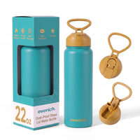 Bouteille d'eau en acier inoxydable réutilisable et écologique Everich ODM 22oz avec couvercle anti-poussière et large poignée, bouteille d'hydratation légère