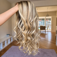 Perruque Lace Front Sans Colle Cheveux Humains Ombré Blond Balayage Racine Foncée Ondulée Densité 150% avec Baby Hair – Fournisseur Populaire