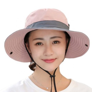 Sombrero de sol plegable de malla con cordón para mujer, estilo safari, para exteriores, con cola de caballo, ala ancha, para playa y pesca, tipo pescador, venta al por mayor - Product Image 3