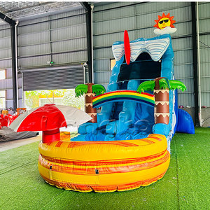 Divertido Tobogán Acuático Inflable con Temática de Playa, Castillo Inflable, Tobogán Inflable para Fiestas en la Piscina - Product Image 4