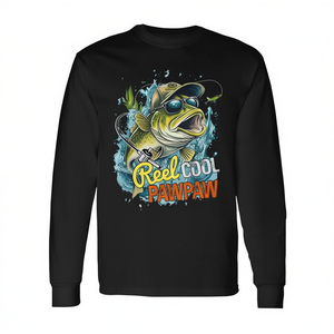 Camiseta de manga larga Cool Pawpaw con diseño de carrete de pesca vintage para el Día del Padre - Product Image 2