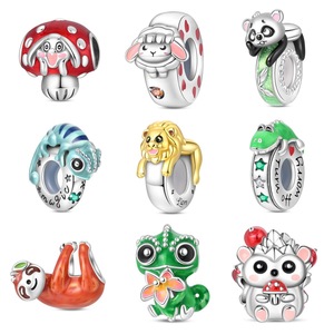 <b>Cute</b> cartoon animal pendant, made of white brass, unisex, creative gift, creative jewelry, isolation bead - Product Image 1