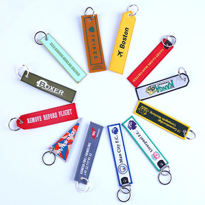 Không có moq hai mặt thư thêu móc khóa vải tag với tùy chỉnh thiết kế dệt thêu Keychain - Product Image 3