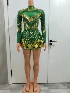 时尚一线闪光亮片生日派对礼服舞会礼服舞蹈演员舞台表演服装女性性感迷你俱乐部礼服 - Product Image 3