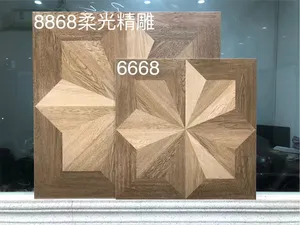 Hot Sale UROK 600x600 Glazed Tiles Modern Softh Face Carved Finish Solid Wood Texture For Apartment Room Use