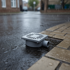 Adjustable Siphoned Manhole Cover In Grey <b>PP</b> With Side Drain - Product Image 2