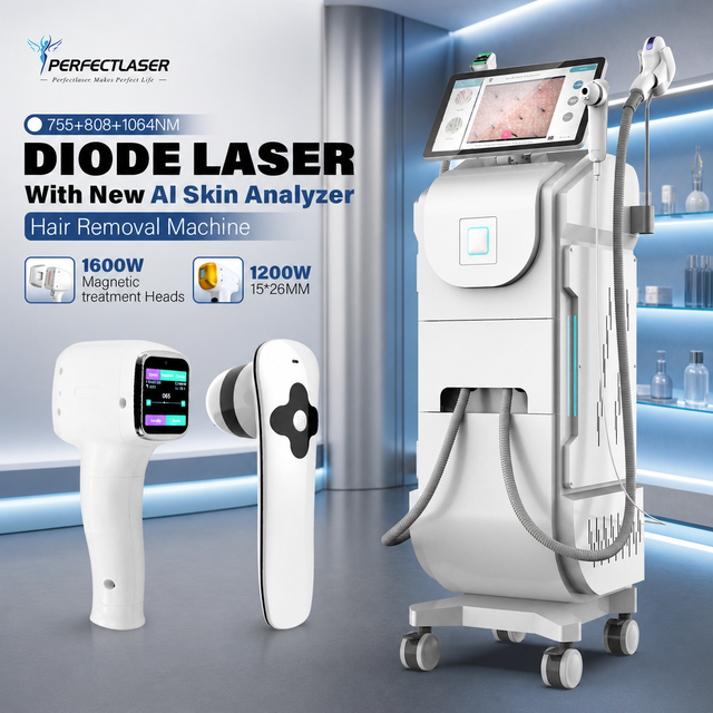 Perfectlaser Clinic Laser Hair Removal System AI Skin Analyzer Sapphire Cooling Module 1200W Diode Laser Hair Removal Machine
