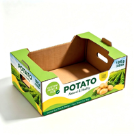 Caisse en carton ondulé personnalisée pour petites pommes de terre, naturelle, saine et écologique, pour l'emballage et la présentation de légumes frais de la ferme