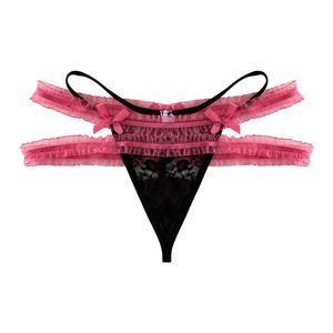 Tanga con bloques de color, encaje, cintura baja, ropa interior femenina sexy y atractiva, nuevo estilo de moda. - Product Image 2