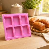 6-teilige quadratische Silikon-Kuchenform, lebensmittelecht, rechteckig, antihaftbeschichtet, BPA-frei, Backform für Brot und Kuchen