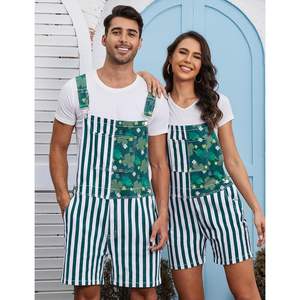 Salopette courte unisexe personnalisée, imprimé numérique, coton respirant, coupe classique pour hommes et femmes - Product Image 1