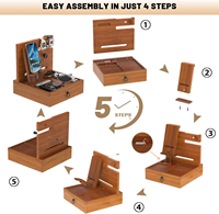 Support de téléphone en bois à monter soi-même avec tiroir, organiseur de table de chevet pour montre, support de téléphone portable en bois