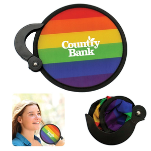 Kişiselleştirilmiş yuvarlak katlanabilir uçan disk Fan özel baskılı naylon yuvarlak katlanır <span class=keywords><strong>Pop</strong></span> Up el Fan esnek katlanabilir disk Fan - Product Image 3