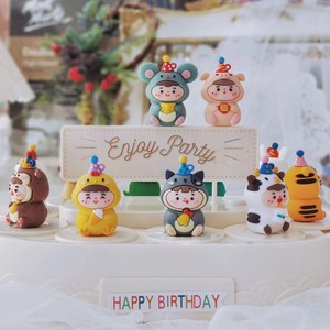 Cartoon 3D Chinese Zodiac Animal Figurines Cake Toppers Reusable Birthday Decorations For Children's Cakes - Product Image 2