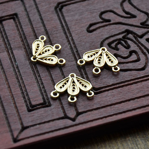Copper Filigree Fan Pendant 12 14mm Antique Style Jewelry Finding For <b>Earring</b> Making DIY Material - Product Image 4