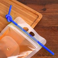 Pochettes transparentes personnalisées avec logo, refermables, en plastique, pour boissons, avec pailles et trou de suspension, pour jus, cocktails et liquides