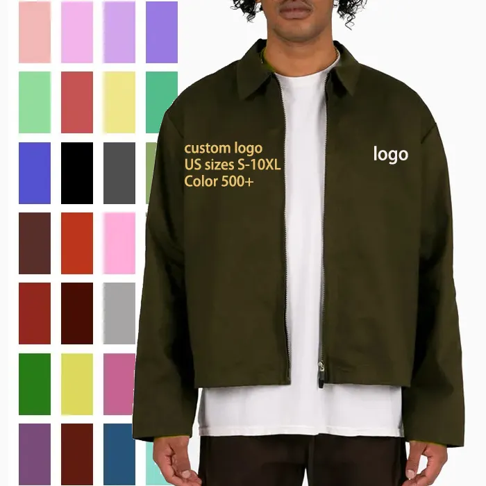 Streetwear özel logo mens rahat fit dimi pamuklu ceket erkekler ceket çok cep angarya iş ceket erkekler için