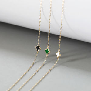 卸売 14Kゴールド ジュエリー 韓国風 ミニ 精巧 四つ葉のクローバー チャーム 14Kゴールド ペンダント ネックレス 女性用 - Product Image 4