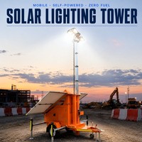 Großer Solar-Lichtturm-Anhänger mit LED-Beleuchtung und Notstromgenerator – Mobiler Außenbeleuchtungsturm