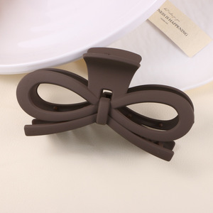 Pince à cheveux géométrique en plastique couleur unie simple avec nœud papillon pour femme, grande taille - Product Image 6