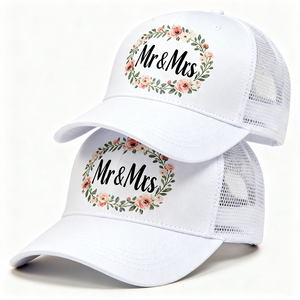 कस्टम लोगो मुद्रण सफेद घुमावदार ब्रिम शादी टोपी पुरुषों महिला ट्रक बेसबॉल कैप उच्च गुणवत्ता - Product Image 1