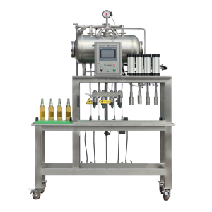 Machine de remplissage et de capsulage semi-automatique isobare JSIFC4-4 2-en-1 pour bière, 4 têtes, remplisseur à contre-pression pour bouteilles en plastique, 220V PLC - Product Image 1