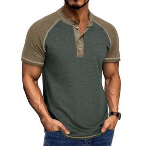 Camisetas Personalizadas de Manga Corta con Botones y Cuello Redondo para Hombre, Camisetas Vintage de Estilo Urbano Extra Grandes Personalizables para Hombre - Product Image 1